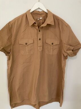 Madewell Men's Short Sleeve Button Polo Size XL Camel Tan